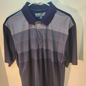 Pebble Beach Blue Striped Golf Shirt Size L